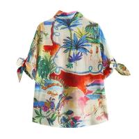 BUNO-novedad de verano, producto, camisa de manga corta estampada a la moda para mujer, conjunto informal de media falda por debajo de la rodilla de cintura alta - details 4