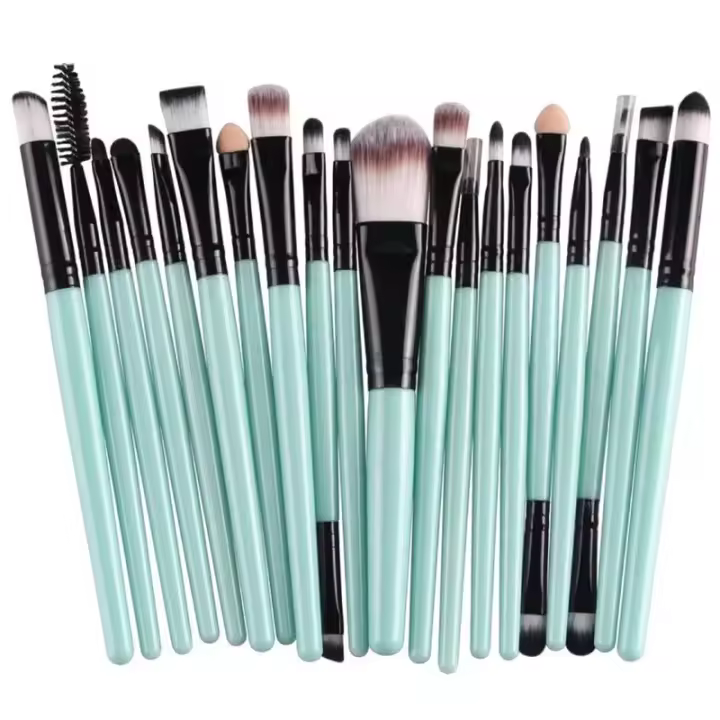 Set De 20 Pinceles De Maquillaje Profesionales Con Mango De Plástico Para Base Y Sombras De Ojos Fibras De Lana - 1