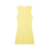 Vestido corto de punto sin mangas 2025 con cuello redondo y decoración de botones irregulares, nueva moda de verano para mujer - details 2