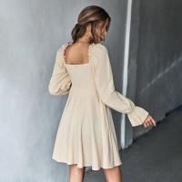 Elegante Vestido Largo con Cuello Cuadrado Estilo Coreano para Mujer Vestido Sólido de Color - details 5