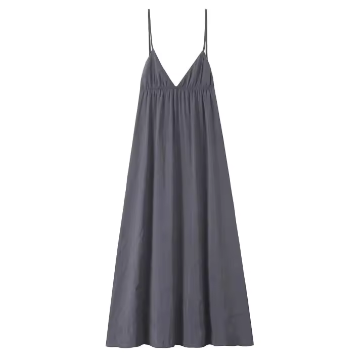 Vestido MIDI sin mangas y espalda descubierta Cuello en V, estilo verano 2025 para mujeres - 1