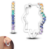 Pendientes de aro de Plata de Ley 925 para mujer, aretes de doble aro, regalos de joyería, regalo del Día de San Valentín - details 2