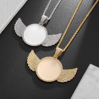 Colgante conmemorativo con foto de espejo de alas de Ángel con incrustaciones de cristal de hielo, collar de circonia, joyería de moda para parejas, regalo de cumpleaños - details 0