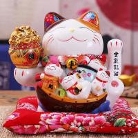 Adorno de Maneki de gato de Beckoning de cerámica de 7 pulgadas, decoración Feng Shui, columpio, A - details 4