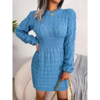 2024 Otoño Invierno mujer Casual manga larga suéter vestido negro blanco azul - details 6