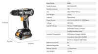 El taladro eléctrico inalámbrico DEKO de 20 V tiene dos velocidades cambiantes, destornillador de torsión 18 + 1, juego de taladro de 29 piezas con batería de 1,5 Ah y cargador - details 7