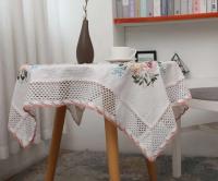 Mantel de algodón ENCE hueco blanco, bordado floral 3D, cubierta para banquete, banquete de boda, Europa - details 10
