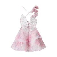 BUNO-Mini vestido estampado de manga acampanada con cuello en V para mujer, vestido plisado de cintura alta, vestido de fiesta de noche de verano, vestido de Club, moda Sexy - details 12