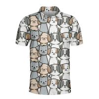 Polos de manga corta para hombre y mujer, camisetas con estampado de dibujos animados de animales, pingüinos, osos, ardillas, botones gráficos, 14 - details 12