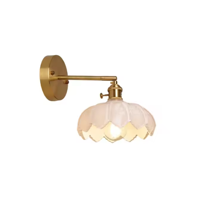 IWHD-Lámpara de pared de latón de estilo nórdico, luz creativa para espejo de baño, lectura de cabecera, candelabro de pared LED de cristal de cobre pequeño - 1