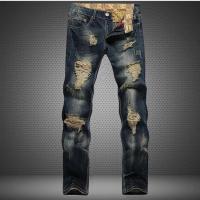 Nuevos pantalones vaqueros rasgados para hombre, pantalones vaqueros informales a la moda, pantalones pitillo rectos de alta calidad, Color azul oscuro Vintage, Dropship para hombre - details 0