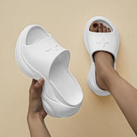Zapatillas de mujer de suela gruesa para uso en exteriores de verano, sandalias negras de tacón alto recto de 9 cm de altura. - details 6