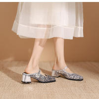 Zapatos de tacón grueso con punta cuadrada y poco profundidad de nuevo estilo para mujer - details 15