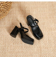 Zapatos Mary Jane de charol con punta cuadrada y tacón en bloque estilo hada = - details 22