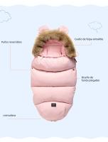 Saco de Dormir para Bebés de Invierno, Acolchado con Algodón de Alta Elasticidad, Doble Cara de Felpa, Ideal para Cochecitos y R - details 5