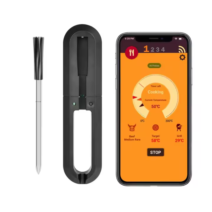 Termómetro inalámbrico inteligente para carne, termómetro para horno de barbacoa con Bluetooth, sonda para asar Sous Vide, cocina, barbacoa al aire libre, medidor de temperatura tipo carne - 1