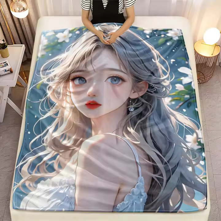 Manta moderna de Anime Beauty de peso medio, manta de franela transpirable de primavera para cama, sofá, dormitorio, aire acondicionado, viaje - 1