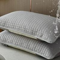 Funda de almohada para prevención de manchas, cómoda funda de almohada a prueba de sudor, a prueba de polvo, almohadas suaves, capa de aislamiento para Hotel, 2 uds. - details 1