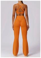 Conjunto de Yoga Naranja para Mujeres Traje de Gimnasio Fitness de Dos Piezas Pantalones Anchos y Sujetador Deportivo Material de Nylon Adecuado para Primavera/Verano - details 5