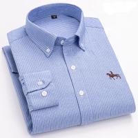Camisas de caballo bordadas para hombre, ropa de calle de gran tamaño, 2025 algodón, Oxford, informal, manga larga, talla grande, 100% - details 23