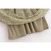 Elegante Vestido A-line Medio con Cinturón Manga Larga, Cuello en V, Cintura Elástica, Estampado de Volantes Moda Primaveral para Mujeres - details 8