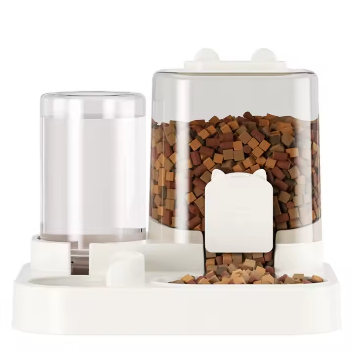 Con cuenco de comida, alimentador automático para gatos, separación automática en seco y húmedo, dispensador de agua para perros, dispensador de comida para mascotas de gran capacidad - 1