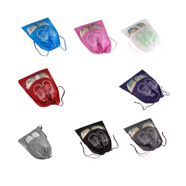 Bolsa de almacenaje transparente con cierre de cordón, zapatero Almacenaje de zapatos Artículos de viaje para el hogar (Pack de 8) - 1