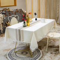 Mantel Rectangular Impermeable de algodón Lino con Borlas, Mantel Antimanchas, Impermeable, para Mesa de Comedor - details 16