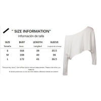 BUNO-Tops informales de punto liso con hombros descubiertos, camisetas de otoño de manga larga con cuello oblicuo conciso para mujer, camisetas deportivas irregulares - details 0