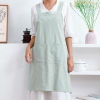Delantal de cocina de estilo japonés nuevos, delantales de jardinería resistentes a las manchas con espalda cruzada, delantal de lino y algodón para mujer para adultos y niños - details 18