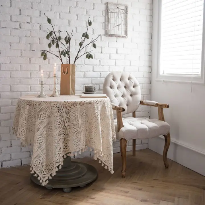 Mantel de ganchillo de algodón hueco, mantel rectangular lavable de Encaje Vintage, mantel grueso hecho a mano de Europa, mantel Floral para escritorio - 1