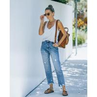 Vaqueros rasgados de cintura alta para mujer Pantalones vaqueros de estilo japonés azul claro - details 6