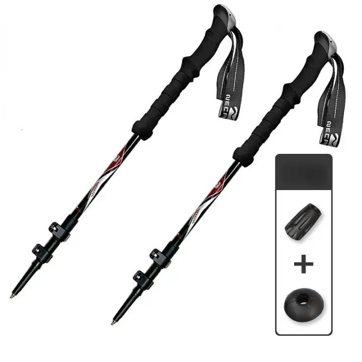 Palos de Senderismo Nórdicos de Fibra de Carbono 2Pcs Ajustables y Telescópicos Ultraligero para Camping y Excursionismo - 1