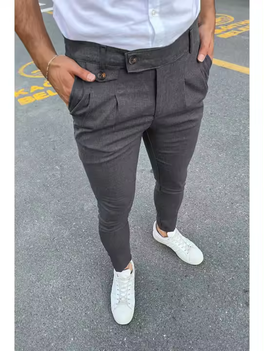 Pantalones formales informales con decoración de Bolsillo falso para hombre, nuevos - 1