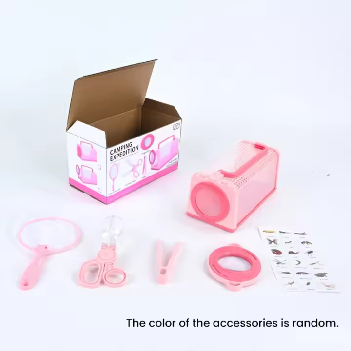 Herramientas para exteriores para niños, caja de observación de insectos, red de captura de lupa, clip para cápsula, juguete de rompecabezas de rol de aventura - 1