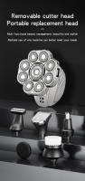 Hombres cabeza calva Afeitadora eléctrica 9 cuchillas flotantes 6 In1 cabezas barba oído nariz pelo trimmer Clipper facial Cepillos recargable Maquinillas de afeitar - details 7