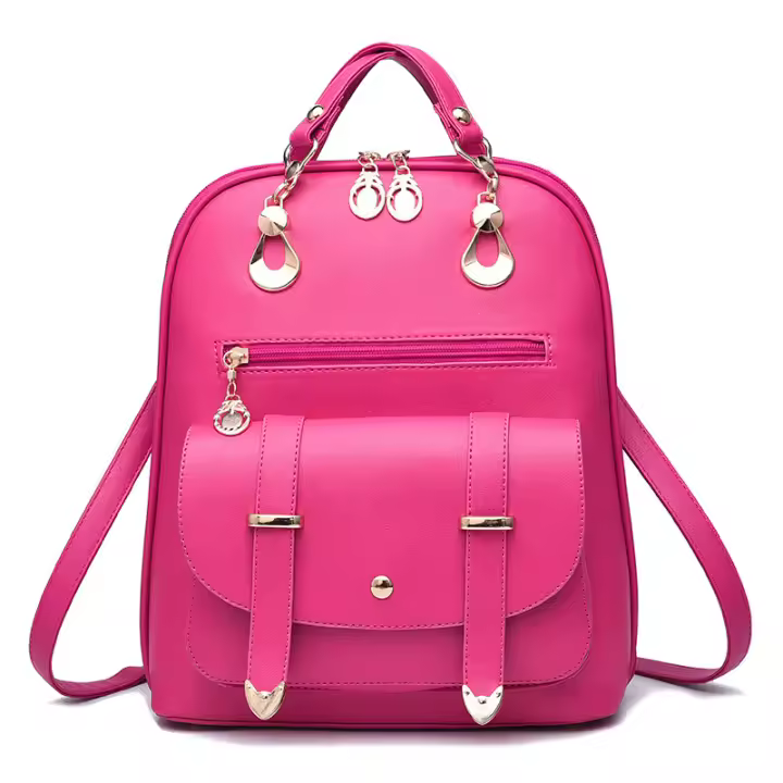 Mochila de cuero PU de doble propósito a la moda, bolso escolar informal para mujer, nuevo estilo - 1