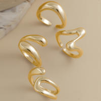 Anillos Geométricos de Metal Punk Juego de Anillos Abiertos Curvados Dorados para Mujeres y Hombres - details 4