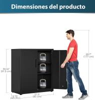 Armario de Garaje de 5 Estantes con Cerradura, Armario de Oficina con Estantes Ajustables, para Oficina, Garaje y Lavadero, Negro - details 40