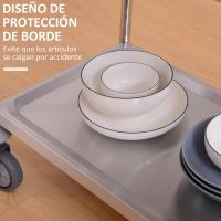Carrito de Cocina de Acero Inoxidable 2 Banjas y 2 Brazos para Comedor Salón 70,5x40,5x81 cm - details 5