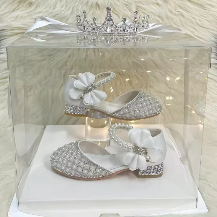 Zapatos de vestir de tacones altos de cristal de princesa para niñas - 1