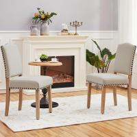 Juego de 4 sillas de comedor con respaldo alto, sillas de cocina, patas de madera maciza, diseño clásico, con botones bronceados, sillones y sillas para salón, asientos tapizados - details 1
