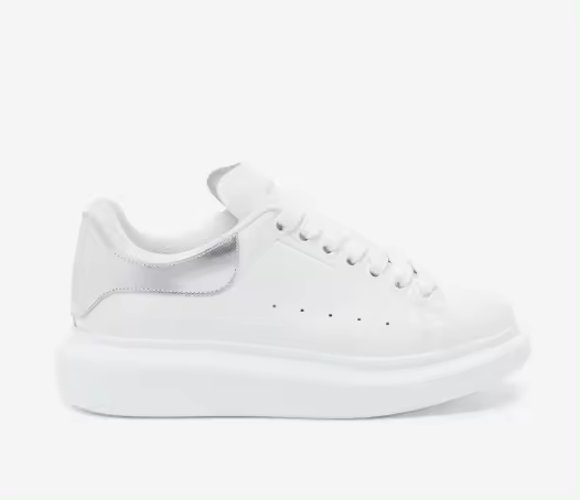 Moda McQueen zapatos blancos zapatillas deportivas anchas zapatos casuales blancos y plateados - 1