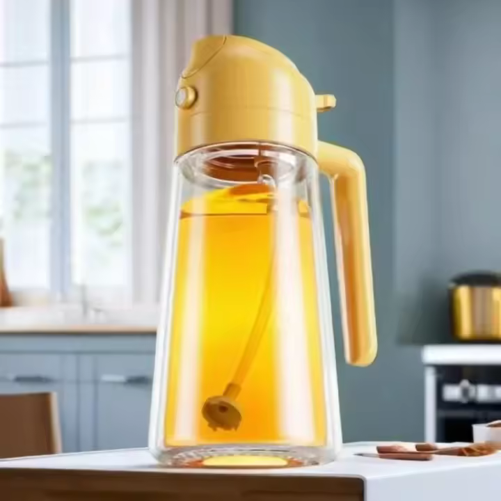 Botella dispensadora de aceite en aerosol 2 en 1, herramienta de cocina integrada con boquilla, 470ml - 1