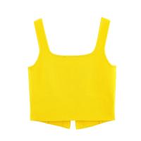 PB & ZA 2025 novedad de verano, ropa para mujer, tirantes anchos simples, camisola corta de punto informal versátil con temperamento - details 4