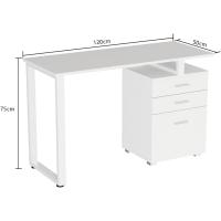 Escritorio Moderno de Madera y Acero 3 Cajones, Porta Ordenador, Diseño de Mesa de Trabajo, 120 x 50 x 75 cm, Decoración para Casa y Oficina - details 28