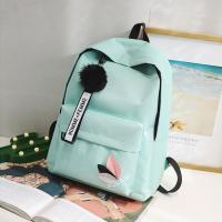 Mochila de gran capacidad con hojas impresas, mochila de lona de Color sólido con hojas impresas, mochila portátil con cremallera de estilo universitario - details 23