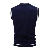 Nuevo Chalecos sin mangas de punto con cuello en V para hombre, jerséis de punto ajustados, suéteres de moda de retales, ropa de calle informal inteligente - details 8