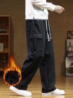 Pantalones de chándal de lana de invierno para hombre, pantalones Cargo de punto gruesos y cálidos con múltiples bolsillos, pantalones deportivos rectos de algodón de pierna ancha, talla grande 8XL - details 5