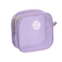 Bolsa con cierre de maquillaje de malla cuadrada bonita, bolsa de aseo transparente, bolsa de cosméticos visible para auriculares, bolsa de almacenamiento de artículos de tocador para niñas - details 7